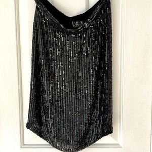 Black silk sequin skirt, 2P, NWOT